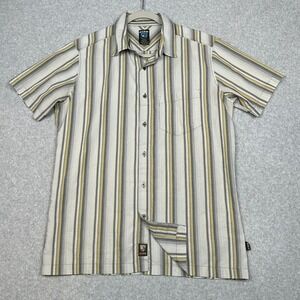 Kuhl Shirt Mens S Short Sleeve Button Striped Outdoor Hiking Camp Fish‎ Gorpcore